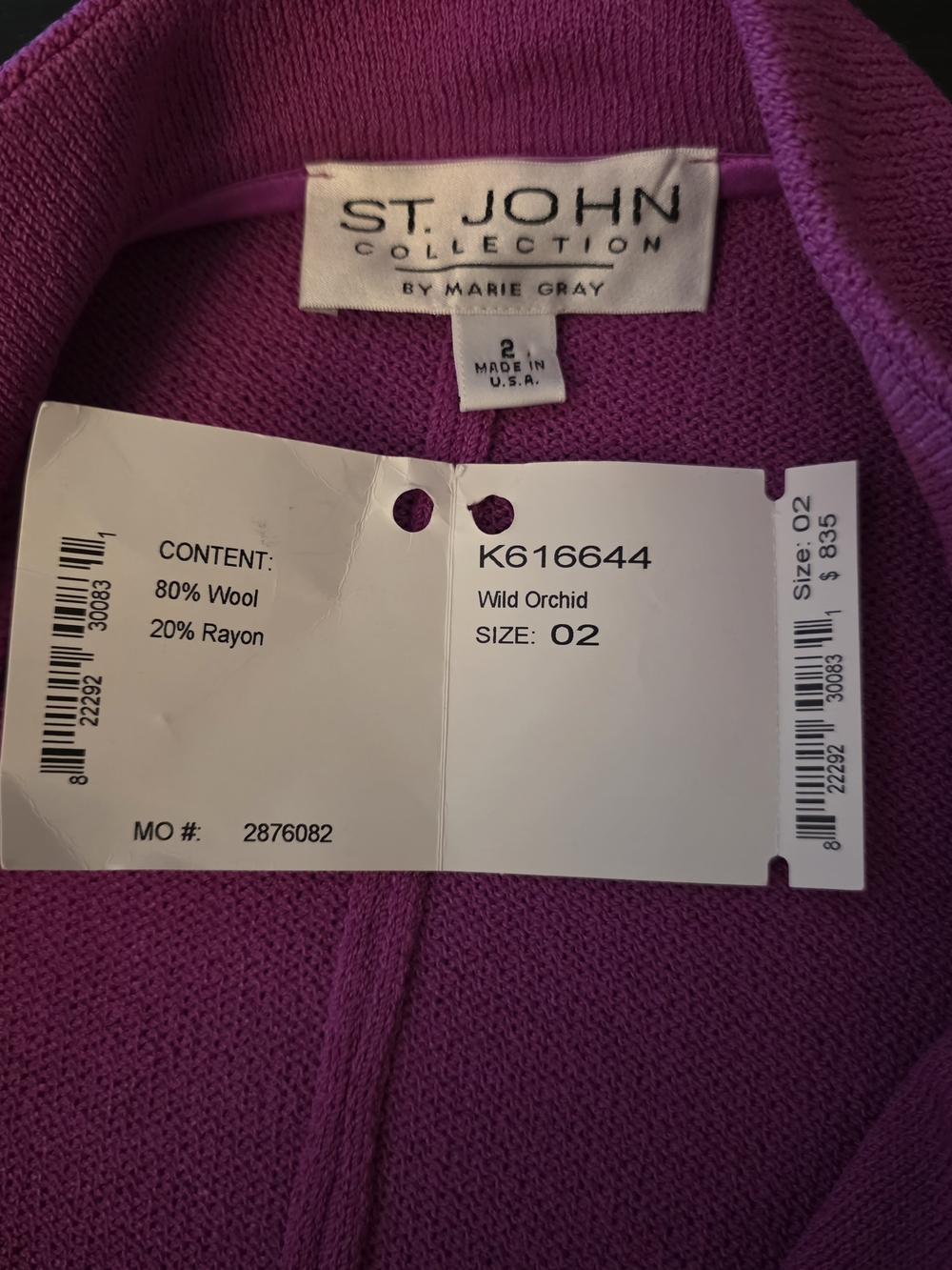 St John Collection Wild Orchid Wool Rayon Jacket Pants Set Sz 2, 4 - Picture 9 of 12